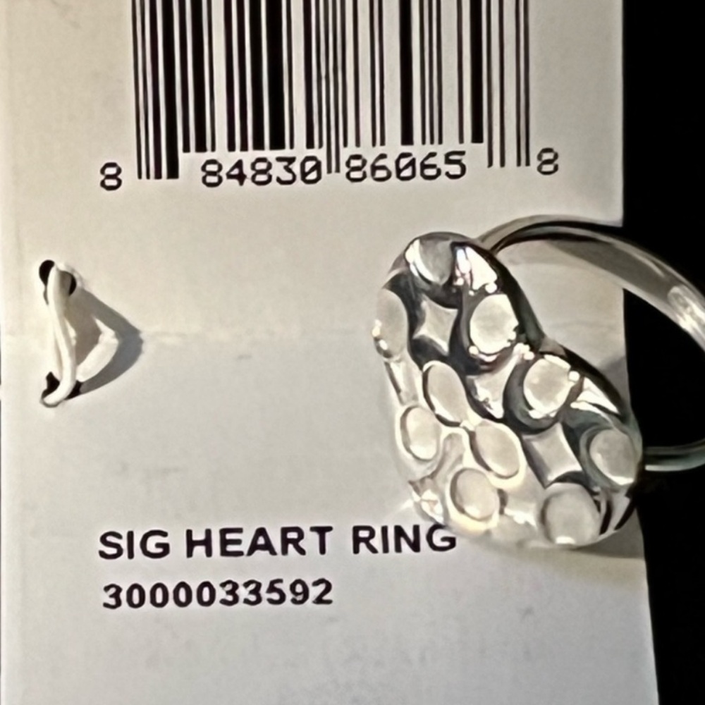 Coach Silver signature heart Ring